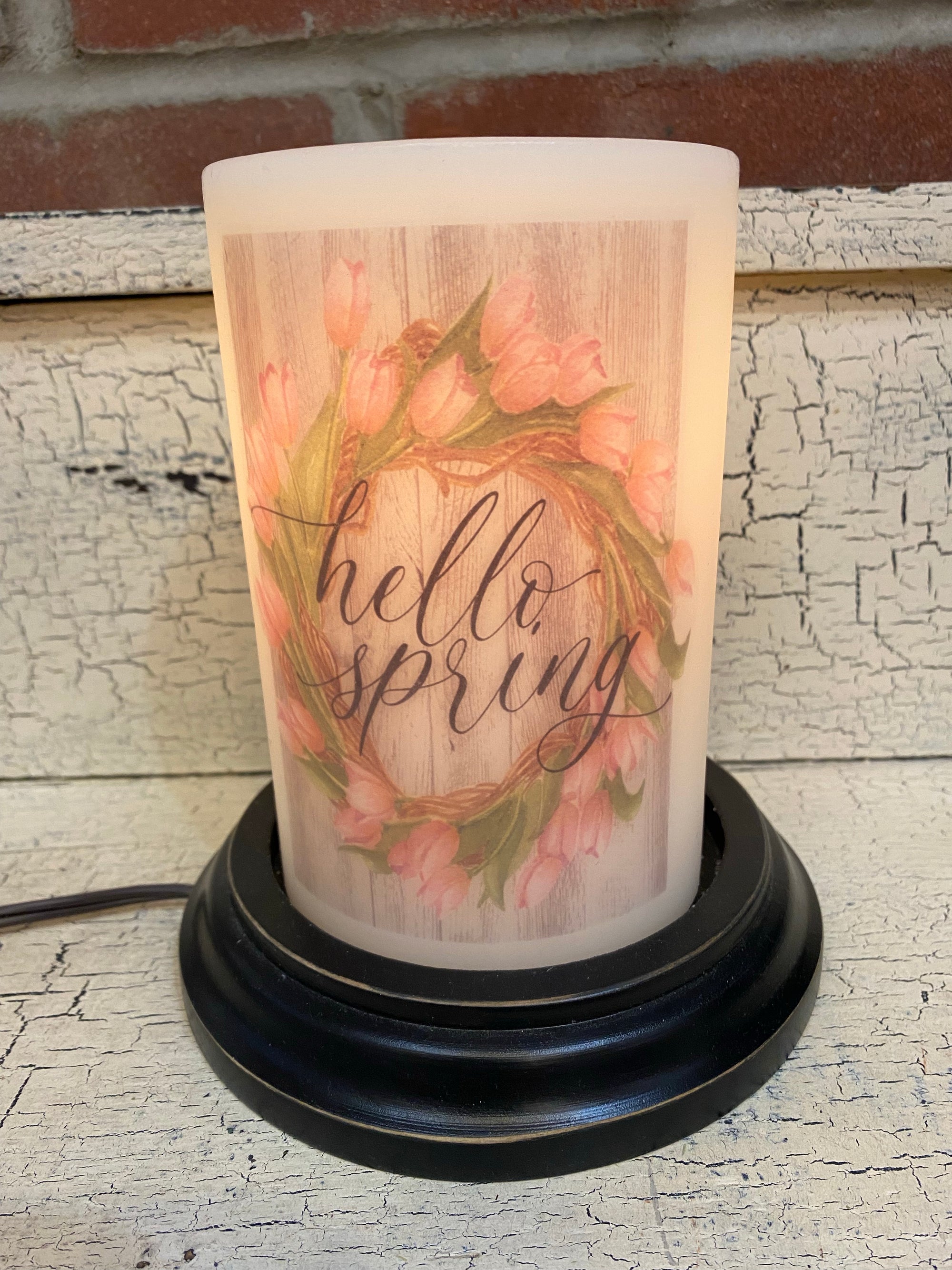 Hello Spring Tulip Wreath Candle Sleeve