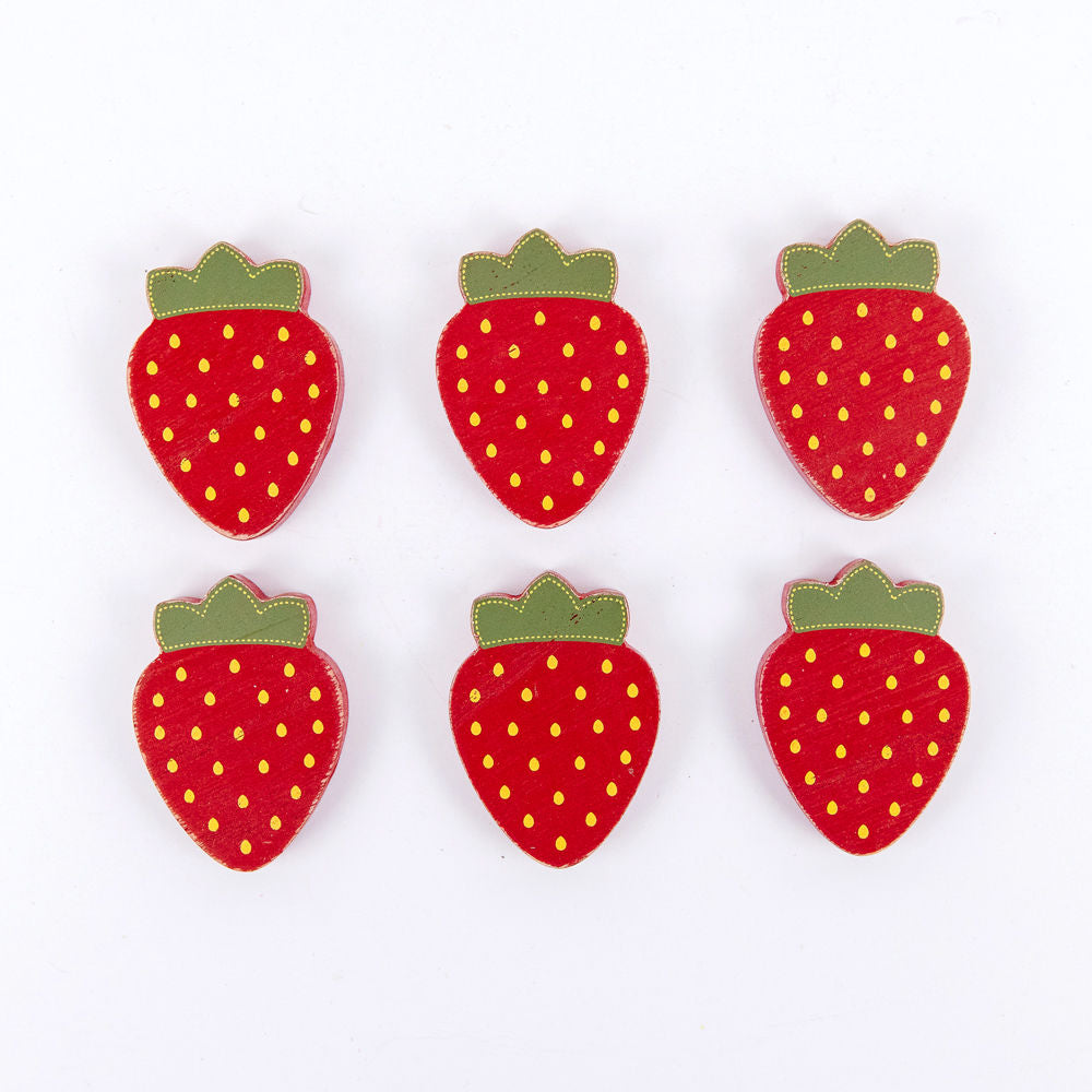 Strawberry Wood Shapes - Set of 6