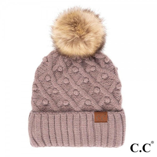 C.C Beanie with Pom & Handmade Bobbles - City Grey