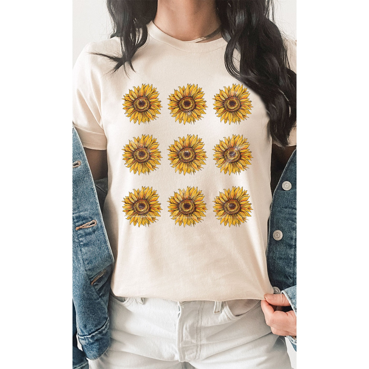 Vintage Sunflower Grid Graphic Tee