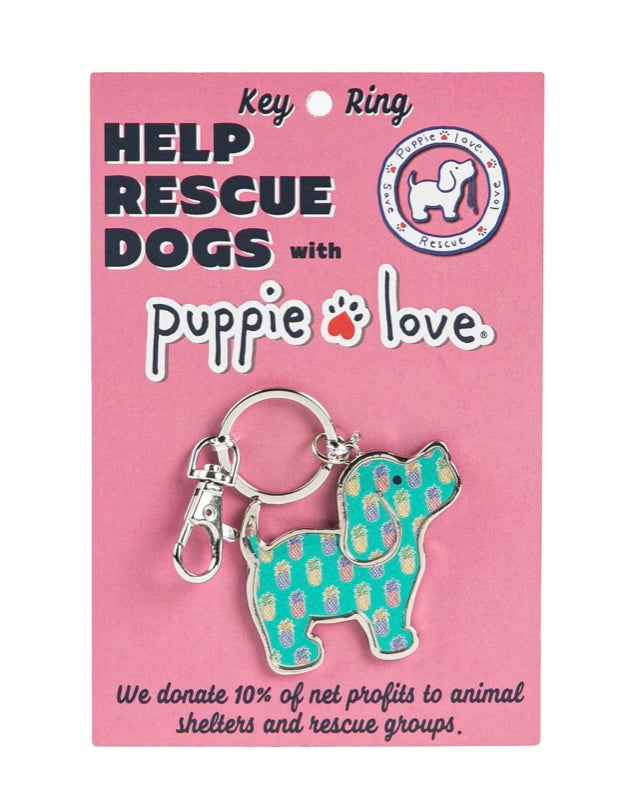 Puppie Love Pineapple Pup Key Ring