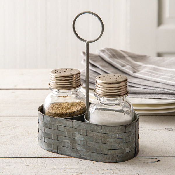 Galvanized Salt and Pepper Caddy