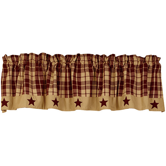 Farmhouse Star Valance - Burgundy