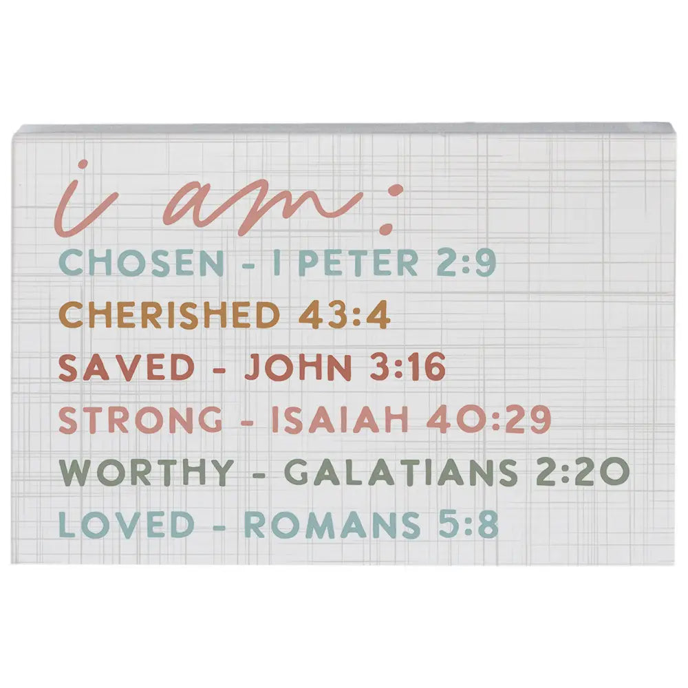 I Am Bible Verses Block Sign