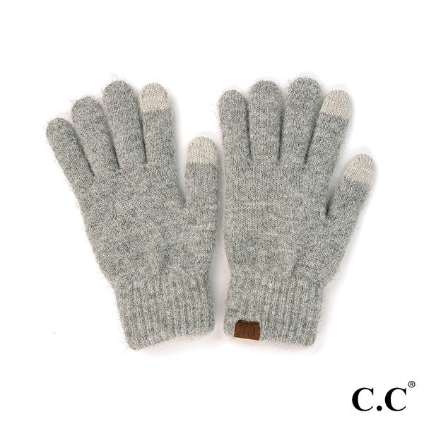 C.C Heather Knit Gloves - Lt Melange Gray