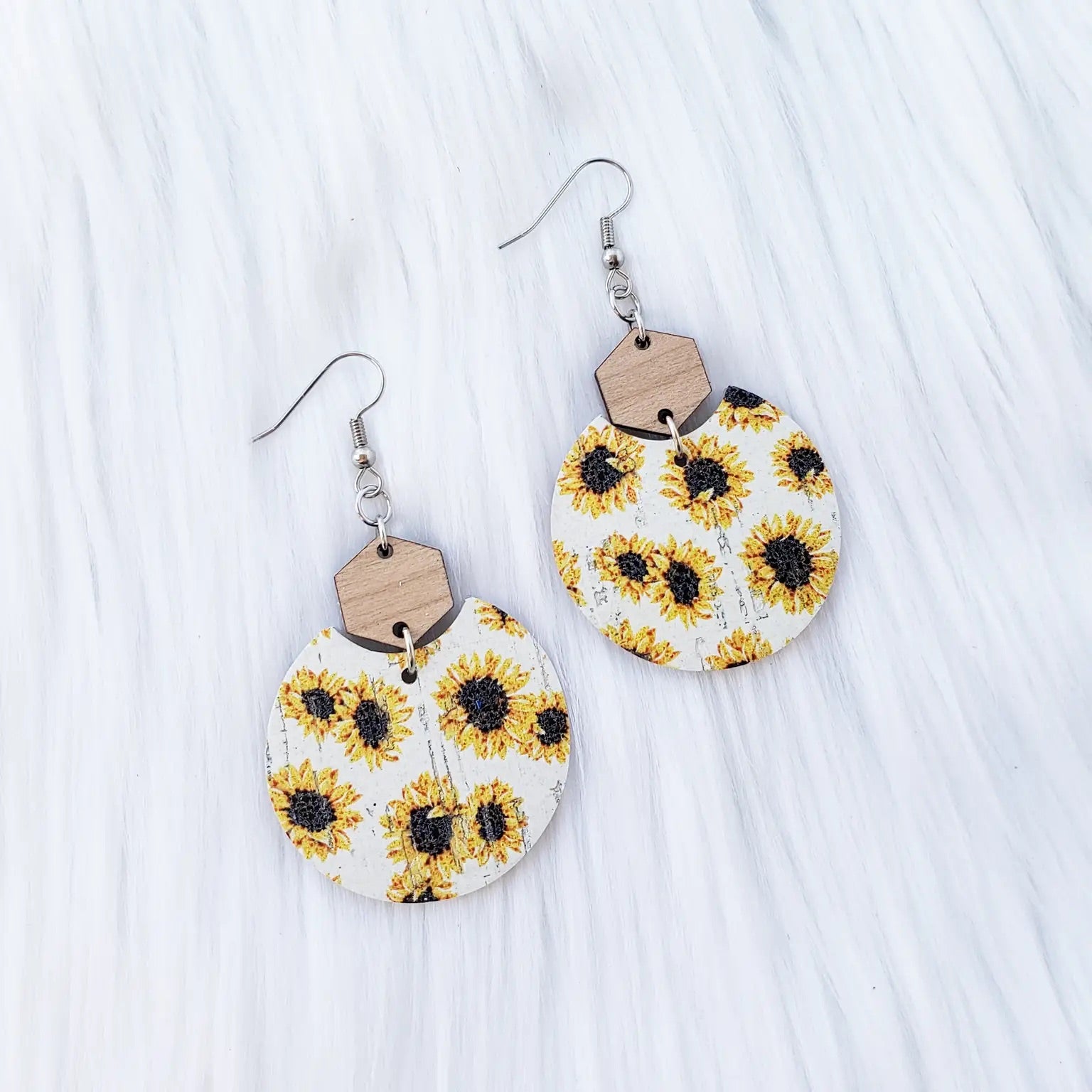 Sunflower Leather Earrings