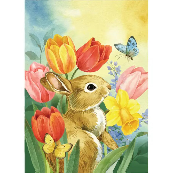 Tulip Bunny Garden Flag