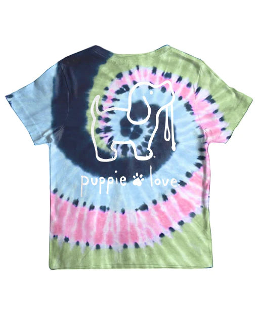 Puppie Love Youth Midnight Pastel Tie Dye Pup Tee