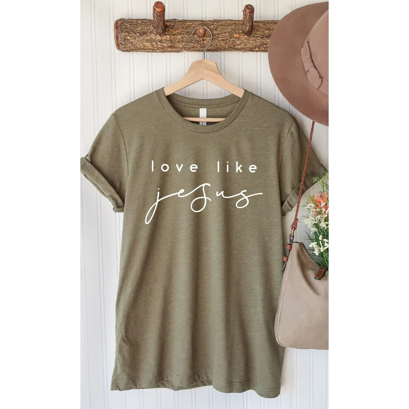 Love Like Jesus Graphic Tee - Heather Olive