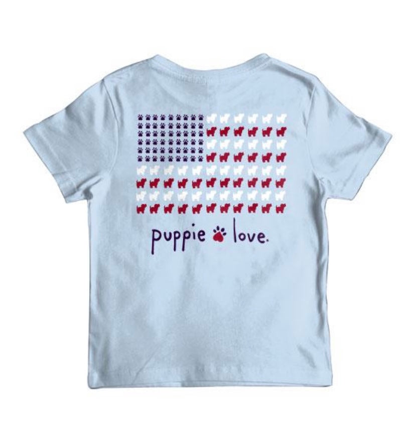 Puppie Love Youth USA Flag Tee