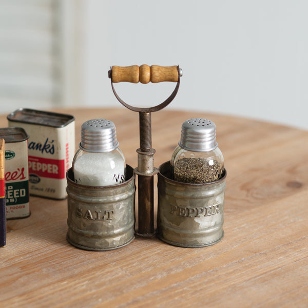 Galvanized Salt & Pepper Caddy