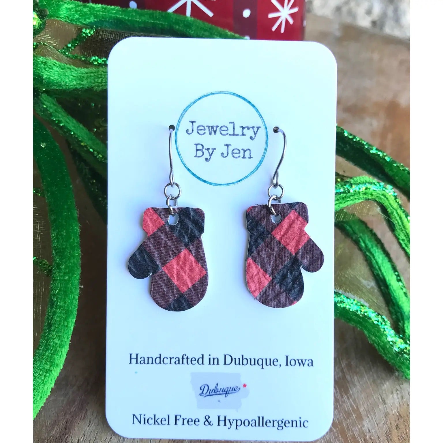 Mittens Buffalo Plaid Earrings