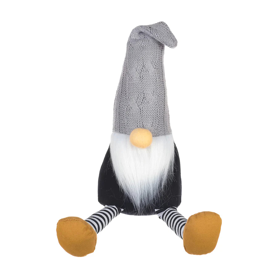 Gray Knit Fabric Gnome with Legs