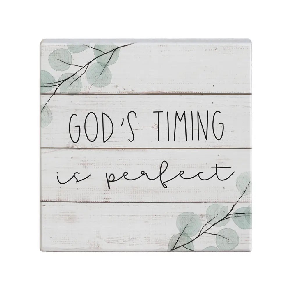 God’s Timing Wood Sign