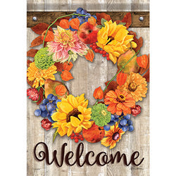 Autumn Bounty Wreath Garden Flag